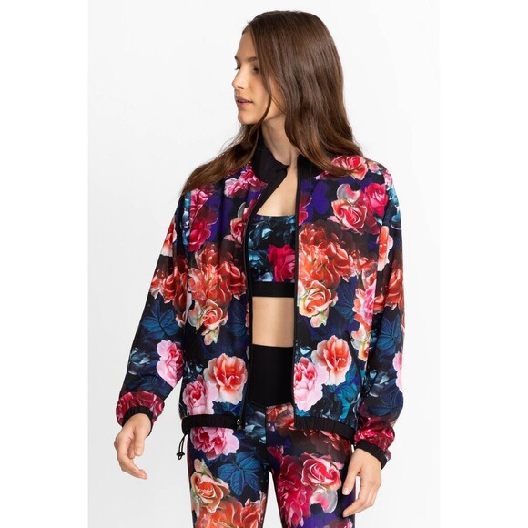 JOHNNY WAS ACTIVE STUDIO FULL ZIP JACKET Size‎ XS But Oversized NWOT Floral $318 - Picture 1 of 12